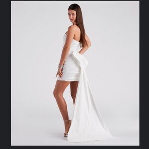 White bow mini dress